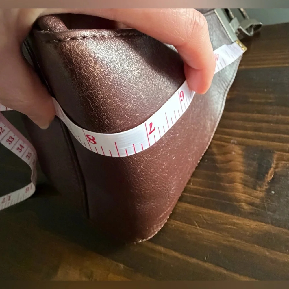 Rare Vintage Adrienne Vittadini Shoulder Bag in Dark Brown Textured Leather